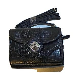 New! Vintage Black Coldwater Creek, crocodile side bag| Medium